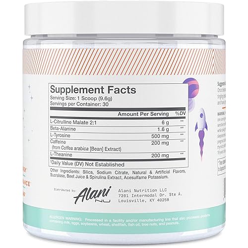 Alani Nu Pre Workout Supplement Powder for Energy, Endurance & Pump | Sugar Free | 200mg Caffeine | Formulated with Amino Acids Like L-Theanine to Prevent Crashing | Galaxy, 30 Servings