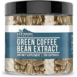 Earthborn Elements Green Coffee Bean Extract 200 Capsules, Pure & Undiluted, No Additives