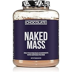 Chocolate Naked Mass - All Natural Chocolate Weight Gainer Protein Powder - 8lb Bulk, GMO Free, Gluten Free & Soy Free. No Artificial Ingredients - 1,360 Calories - 11 Servings
