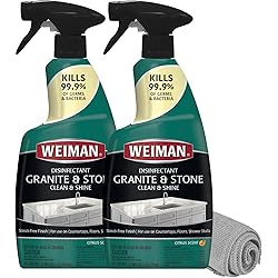 Weiman Disinfectant Granite Daily Clean & Shine 2 Pack with Polishing Cloth Safely Clean Disinfect and Shine Granite Marble Soapstone Quartz Quartzite Slate Limestone Corian Laminate Tile Countertop