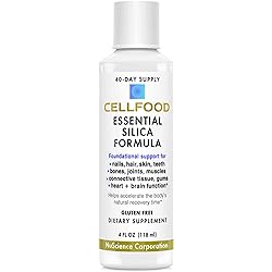 Cellfood Essential Silica Anti-Aging Formula, 4 fl oz - Supports Healthy Bones, Joints, Hair, Skin, Nails, Teeth & Gums - Easy to Absorb Liquid - Gluten Free, Thiaminase Free, Non-GMO - 40-Day Supply