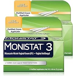 Monistat 3-Day Yeast Infection Treatment, Pre-Filled Cream Applicators, Pack of 2