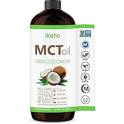 MCT Oil by Keppi Keto - Flavorless MCT Coconut Oil and Non GMO Project Oil - Gluten Free Certified Keto Oil - Paleo, Kosher, Halal 32oz MCT Oil Keto or Keto MCT Oil
