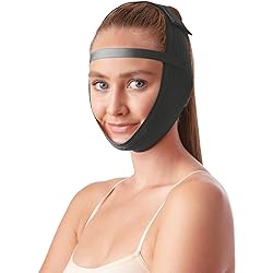 Post Surgical Chin Strap Bandage for Women - Neck and Chin Compression Garment Wrap - Face Slimmer, Jowl Tightening, Chin Lifting Black Black