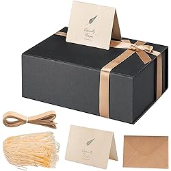 LIFELUM Large Gift Box 13 x 11 x 5 inch Black Gift Box with Magnetic Lid Bridesmaid Proposal Gift Boxes for Presents with Lids Contains Card, Ribbon, Shredded Paper Filler Gift Box for Gift Packaging 1 Pcs