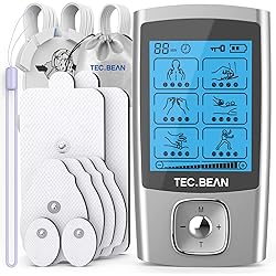 TEC.BEAN 24 Modes TENS Unit Muscle Stimulator, Rechargeable TENS Machine with 8 Electrode Pads American Gel, Electric Pulse Massager for Pain Relief Therapy