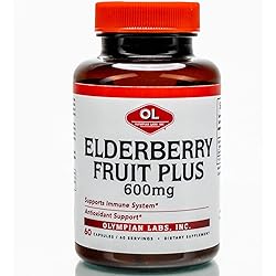 Olympian Labs Elderberry Fruit Plus | Supports Immune System | Antioxident | 600mg, 60 Capsules