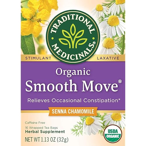 Traditional Medicinals Organic Smooth Move Chamomile Laxative Tea, 16 Tea Bags Pack of 6