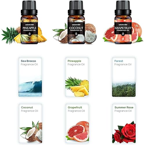 Fragrance Essential Oil - Organic 6pc Holiday Breeze Scent Gift Set - Perfect for Candle Making, Soap Scents, Slime - Oils for Diffuser, Humidifier, Aromatherapy, Aroma Beads, Car Freshener 10mL
