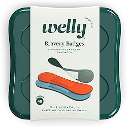 Welly Bandages - Bravery Badges, Flexible Fabric, Adhesive, Standard Shape, Solid Colors - 48 Count