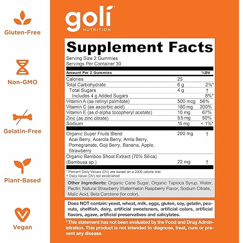 Goli SuperFruits Beauty Gummy Vitamin - 60 Count - Collagen-P Ingredients. Radiate. Rejuvenate. Refresh - Mixed Fruit, Vegan, Plant-Based, Non-GMO, Gluten-Free & Gelatin Free