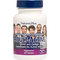NaturesPlus Adult-Active DMAE and Ginkgo Supplement - 60 Vegetarian Tablets - Precisely Calibrated for Active Adults - Gluten-Free - 30 Servings