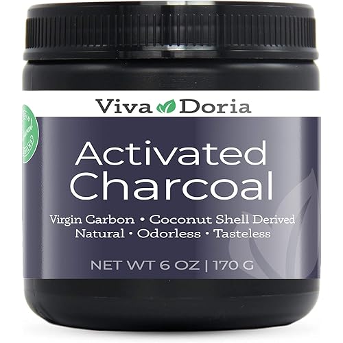 Viva Doria Virgin Activated Charcoal Powder, Coconut Shell Derived, Food Grade, 6 Oz