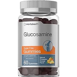 Glucosamine Gummies | Sugar Free | 60 Count | Natural Pineapple Orange Flavor | Non-GMO, Gluten Free Supplement | by Horbaach