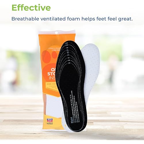 Rite Aid Foot Care Odor Stopper Insoles - 3 Pairs Shoe Inserts | Odor Eaters for Shoes | Shoe Odor Eliminator | Foot Care | One Size Fits All, Trim to Fit | Fights Foot Odor, Keeps Feet Fresh and Dry