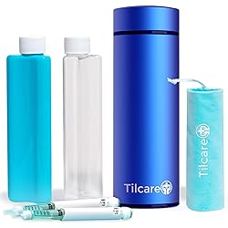 Insulin Cooler Travel Case by Tilcare - 60H Reusable Pen Freezer Bottle - Standard TSA Approved Hard Shell Medication Cooling Case - Emergency 12H Bottle - Holds up to 2 Diabetic Pens, Medical Vials