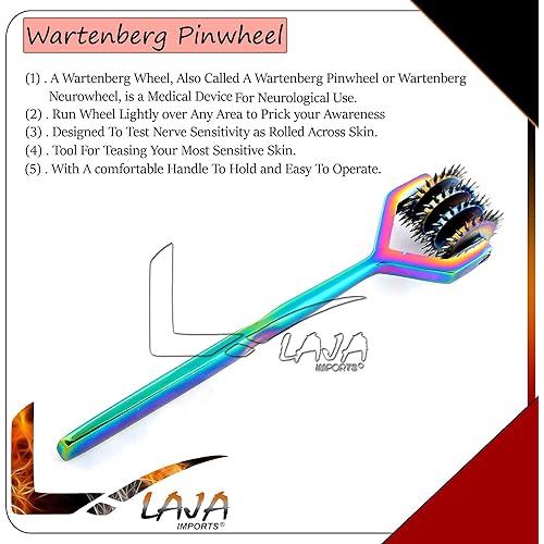 LAJA Imports Wartenberg Wheel - Strong Sensation Pinwheel 4 Head Rainbow Color