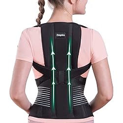 Omples Posture Corrector for Women and Men Back Brace Straightener Shoulder Upright Support Trainer for Body Correction and Neck Pain Relief, Medium Waist 34-38 inch, Patent Pending