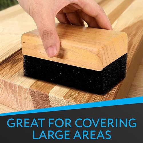 Oil & Wax Large Block Applicator with 2 Microfiber Buffing Pads, for Applying Cutting Board Oil & Wax to Countertops, Butcher Blocks & Other Large Wooden Surfaces