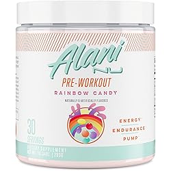 Alani Nu Pre Workout Supplement Powder for Energy, Endurance & Pump | Sugar Free | 200mg Caffeine | Formulated with Amino Acids Like L-Theanine to Prevent Crashing | Rainbow Candy, 30 Servings