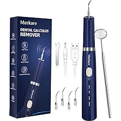 Teeth Cleaning Kit with LED Light, 4 Replaceable Heads & Oral Mirror, 3 Modes Dental Care Teeth Cleaner, Home whitening Tools Safe