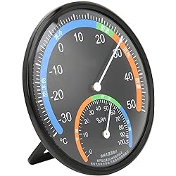 Hygrometer ABS plastic Highly transparent curved glass Pointer Type Thermometer Thermometer Indoor Outdoor Thermometer for officesTH101 black