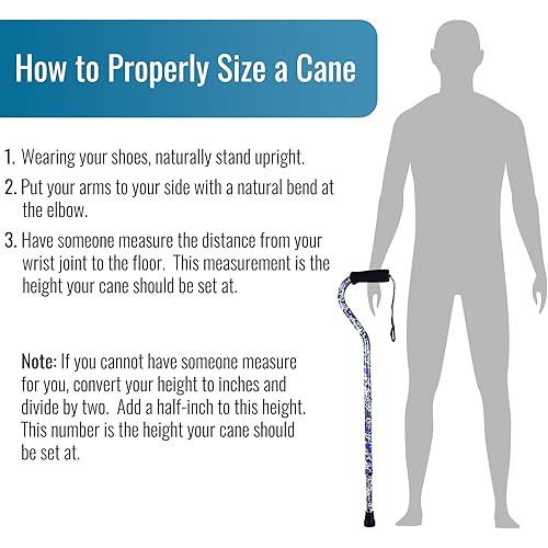 DMI Walking Cane and Walking Stick for Men and Women, Lightweight and Adjustable from 29.3-38.2 Inches, Supports up to 250 lbs with Ergonomic Soft Foam Offset Hand Grip and Wrist Strap, Purple Flower