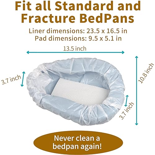 Bed pan Set with 30 Disposable Liners, Super Absorbent Pads and 60 Gloves for Elderly Females, Men and Women Thick PP Contoured Shape Bedpan for Ease and Comfort of Bedridden Patient