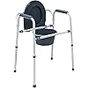 Avantia Portable Steel 3 in 1 Commode Bucket with Arm Rest Support, Convenient and Safer Toilet Alternative, Splash Guard & Height Adjustable Settings