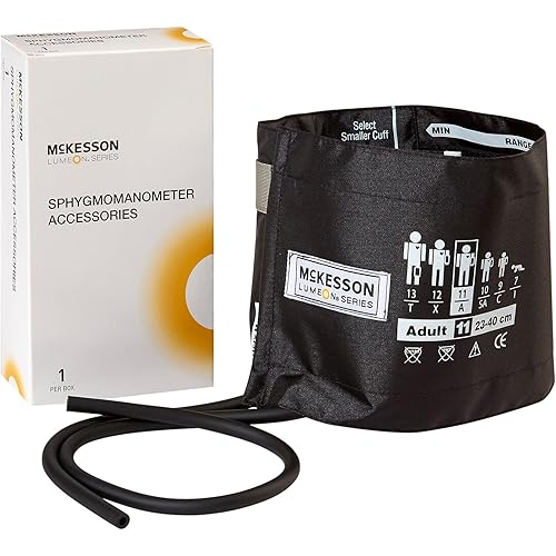 McKesson LUMEON Nylon Blood Pressure Cuff and Bladder, Black, Adult Medium, 23 cm to 40 cm, 1 Count