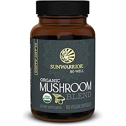 Organic Nootropic Mushrooms Supplement | Wellness Formula for Brain Health with Cordyceps Reishi Lion Mane Turkey Tail Mushroom | Mushroom Complex 60ct 30 Servings Be Well Line by Sunwarrior