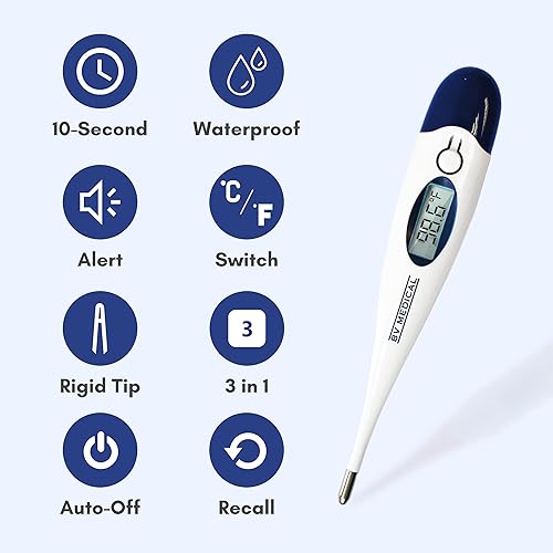 BV Medical Digital Thermometer Rigid Tip 10sec. W100 Probe Covers Pack