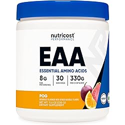 Nutricost EAA Powder 30 Servings - Passion Fruit, Orange, and Guava POG - Essential Amino Acids - Non-GMO, Gluten Free, Vegetarian Friendly