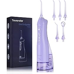 TOVENDOR Electric Water Flosser, Cordless Dental Oral Irrigator - 3 Modes, 3 Tips for Family Hygiene 300ML, Waterproof Waterflosser