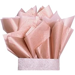 UNIQOOO 100 Sheets 20X14 Premium Metallic Rose Gold Tissue Gift Wrap Paper Bulk, Great for Gift Bag, Recyclable Gift Wrapping Accessory, Perfect for Small Gift bags, Pinata, Wedding, Party, Cutout
