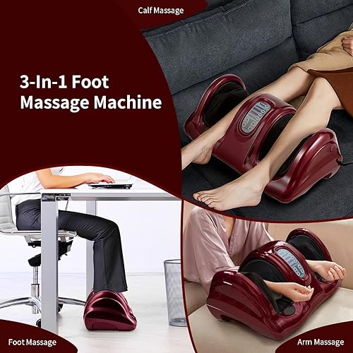 Giantex Shiatsu Foot Massager Machine Massage for Feet, Leg Calf Ankle, Nerve Pain Therapy Spa Gift Deep Kneading Rolling Massage, Electric Shiatsu Foot Massager wRemote, 4 Massage Modes, Burgundy