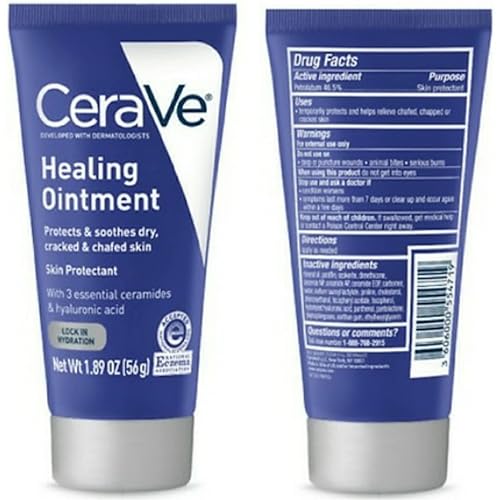 CeraVe Healing Ointment Bundle - Conatins 12 oz Tub and 1.89 oz Travel Size Tube - Protects and Soothes Dry, Cracked, and Chafed Skin