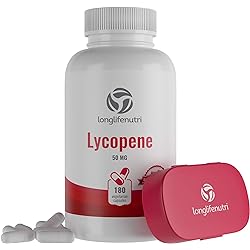 Lycopene 50mg 180 Vegetarian Capsules | Supplement Health | Natural Tomato Extract Non-GMO | Pure Powder