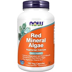 NOW Supplements, Red Mineral Algae Plus Vitamin D-2, Joint Health, 180 Veg Capsules