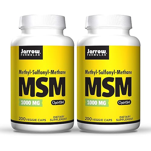 Jarrow Formulas MSM 1000 mg - 200 Veggie Caps, Pack of 2 - Methylsulfonylmethane - Important Source of Organic Sulfur - Strengthens Joints - Up to 400 Total Servings