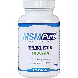 Kala Health MSMPure Tablets, 120 Count, 1000 mg per Tablet, Pure MSM Organic Sulfur Supplement, Made in USA