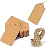 SallyFashion Hearts Kraft Tags, 125PCS Embossed Hearts Paper Tags Convex Love Label Craft Hang Tags with Natural Jute Twine for Valentines Day Gift Wrapping DIY Crafts Wedding Anniversary