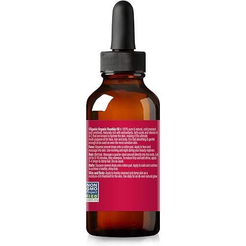 Cliganic USDA Organic Rosehip Seed Oil for Face, 100% Pure | Natural Cold Pressed Unrefined Non-GMO | Carrier Oil for Skin, Hair & Nails