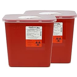 Oakridge 2 Gallon Size | Sharps and Biohazard Waste Disposal Container Pack of 2