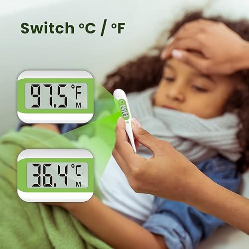 Thermometer for Adults, Oral Thermometer for Fever, Medical Thermometer with Fever Alert, Memory Recall, CF Switchable, Rectum Armpit Reading Thermometer for Baby Kids and Adults