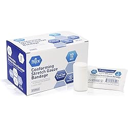 Medpride Conforming Stretch Gauze Bandages 12 Rolls 2'' x 4.1 Yards | Sterile Latex Free First Aid Pads | Wound Care Rolled Dressing Wrap | Medical Non-Adherent Mesh Bandages