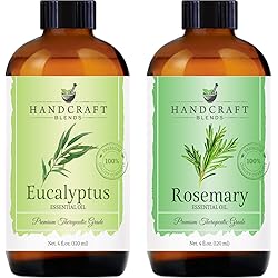 Handcraft Eucalyptus Essential Oil and Rosemary Essential Oil Set – Huge 4 Fl. Oz – 100% Pure and Natural Essential Oils – Premium Therapeutic Grade with Premium Glass Dropper