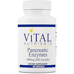Vital Nutrients Pancreatic Enzymes 1000mg Full Strength - Digestion Supplement with Protease, Amylase & Lipase - Digestive Enzymes - Gluten Free, Soy Free, Dairy Free - 90 Capsules
