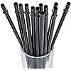 DAKOUFISH 11 Inch Long Black Reusable Plastic Replacement Drinking Straws for 24 oz 32oz 40oz Mason Jar,Tumblers, Set of 12 with Cleaning Brush 11inch, Black