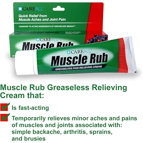 3 Pack CareALL® 3.0 oz. Muscle Rub Non-Greasy Cream. Compare to The Active Ingredients of Greaseless Bengay, 10% Menthol & 15% Methyl Salicylate